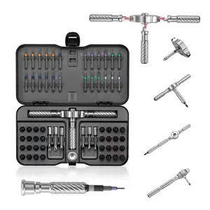 Magnetic Screwdriver Set, Multifunctional Screwdriver Set with Detachable T-shaped Ratchet Handle, Household Maintenance Tool Kit, Magnetic Precision Screwdriver