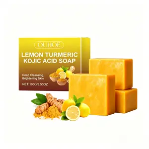 [Summer Refresh] Lemon Curcumin and Kojic Acid Soap Bar, Summer Face and Body Cleanser for Men and Women, Daily Skincare Cleanser with Soap Pouch, Moisturizing Kojic Acid Soap #GlobalSelection turmeric