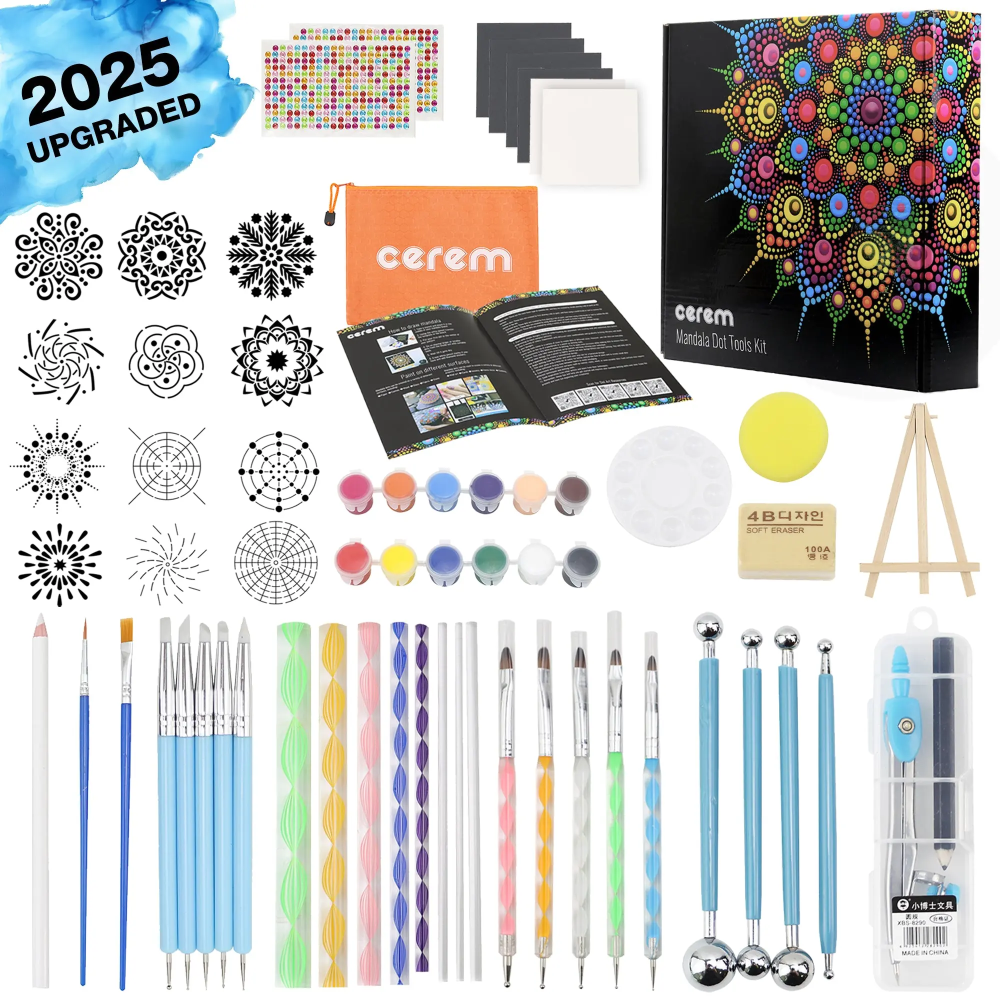 Unisex Stainless Steel Mandala Dotting Tools Kit with Acrylic Paints, Reusable Stencils - Easy to Use & Clean DIY Painting Supplies for Mother's Day, Christmas, Rock Painting, Art Therapy