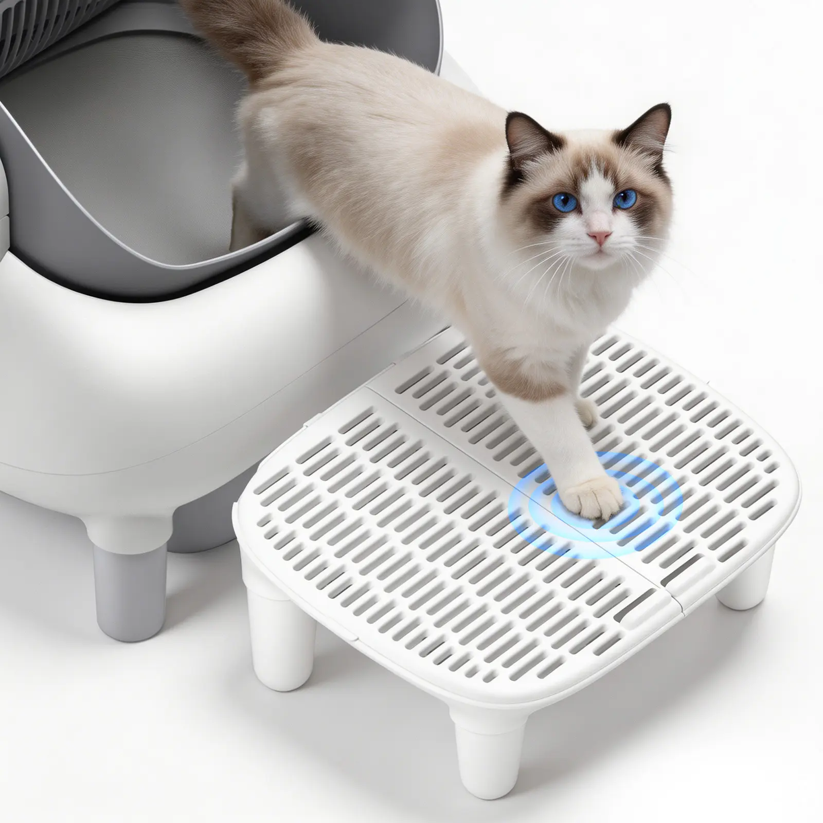 Elevated Cat Litter Box Step Mat, Double Layer Anti Tracking Litter Catcher for Senior Cats Kittens, Non Slip Easy Clean Raised Platform Fits Most Standard Litter Boxes,SohoChic