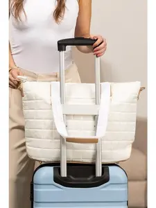 Mila Quilted Traveler Tote with Mini Clutch - Padded Shoulder Strap, Zip Top Closure