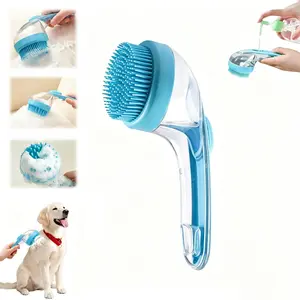 YUQUESEN 2026 2 in 1 Pet Bath and Grooming Brush is a pet toolwith built in shampoo dispenser for easy bathing a softmassage tool for long or short haired dogs and cats idealfor shower