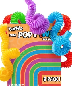 BUNMO Pop Tubes - Sensory Toys - Fidget Toys - Imaginative Play & Stimulating Creative Learning - Hours of Fun for Kids - Tons of Ways to Play - Non-Mouthable Toy 3+ - 4 Pack Large