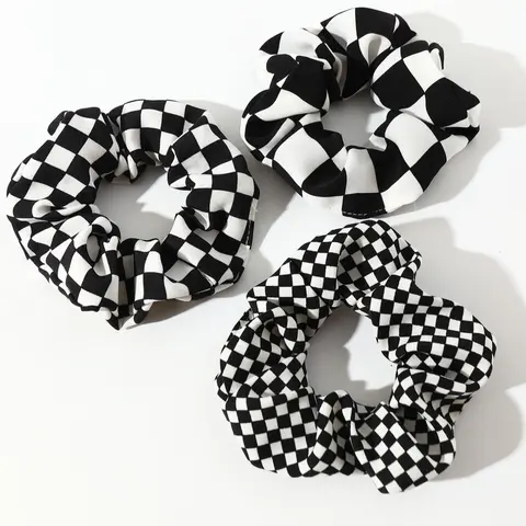 3pcs Women Plaid Hair Scrunchies Set, Suitable For Daily Wear In Spring And Summer Hair Ties Ponytail Head Accessories Hair Style Accessory Elastic Band Home Hair Accessories, Elastic Hair Accessory