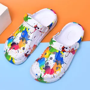 Women Adjustable Strap Paint Splatter Platform Clogs  Invisible Height Increase Lightweight EVA Waterproof Slip on Trendy Summer Footwear for Garden  Beach  Shower  Travel  Walking Shoes Flipflop