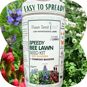 Flawn Seed Kits Speedy Bee Lawn Seed Kit with Dutch White Clover Self Heal & Crimson Clover 250-2500 SqFt