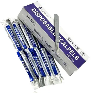 Disposable Sterile Scalpels (10 Pack) - Size #10 High Carbon Steel Blades with Plastic Handle for Dermaplaning, Crafts, Podiatry, Wood Model Making, Mycology, Plant Cutting,Dissecting & More (#15)