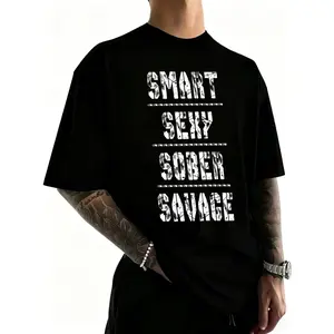 100% Cotton Smart Sexy Sober Savage T-Shirt for Women Men Outdoor Casual Short Sleeve Comfortable And Versatile Shirt