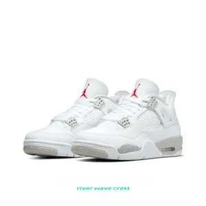 White Smooth Leather with Speckled Details Mid-Top Retro Basketball Shoes