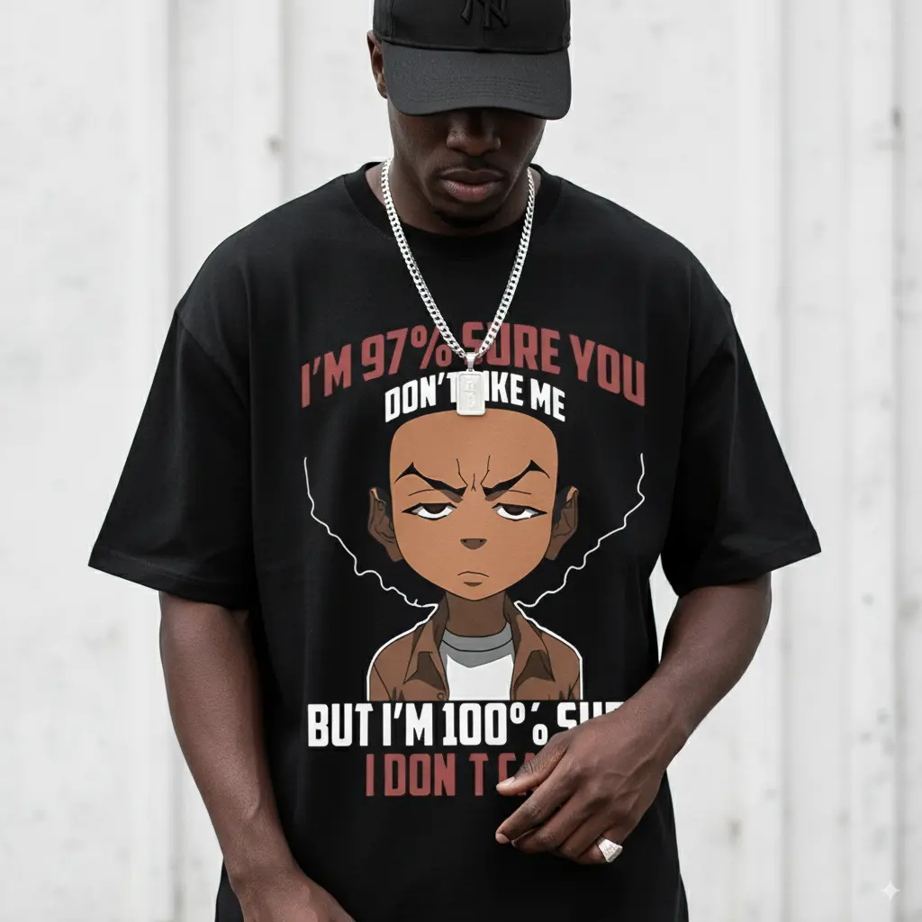 Casual Cartoon Print T-Shirt for Men, Short Sleeve Crew Neck Graphic Top with Classic Fit, Great Gift for Fans, Round Neck, Fitted Cut
