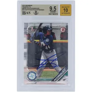 Julio Rodriguez Seattle Mariners Autographed 2019 Bowman Prospects #BP-33 Beckett Fanatics Witnessed Authenticated 9.5/10 Card - Fanatics Authentic Certified