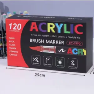 Acrylic Paint Markers, Soft Brush Tip Acrylic Paint Pens, Quick-Drying Waterproof Ink, for Rock Painting Plastic Wood Canvas Glass Ceramic Metal Art Crafts Supplies Christmas Gift, Artist Supplies