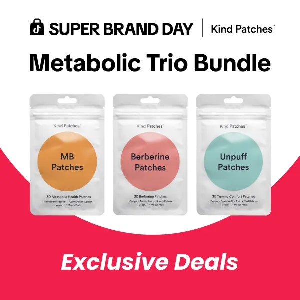 Kind Patches Metabolic Trio Bundle, MB Patches + Berberine Patches + Unpuff Patches, Metabolic Support, Clean Energy, Balanced Gut, Digestive Health, Natural Ingredients, 3 Months Supply