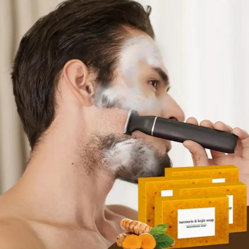 Lemon Turmeric & Kojic Acid Soap Bar, Summer Acne Face & Body Wash for Men & Women, Daily Skincare Cleanser Sets with Soap Saver Bags, Christmas Gift