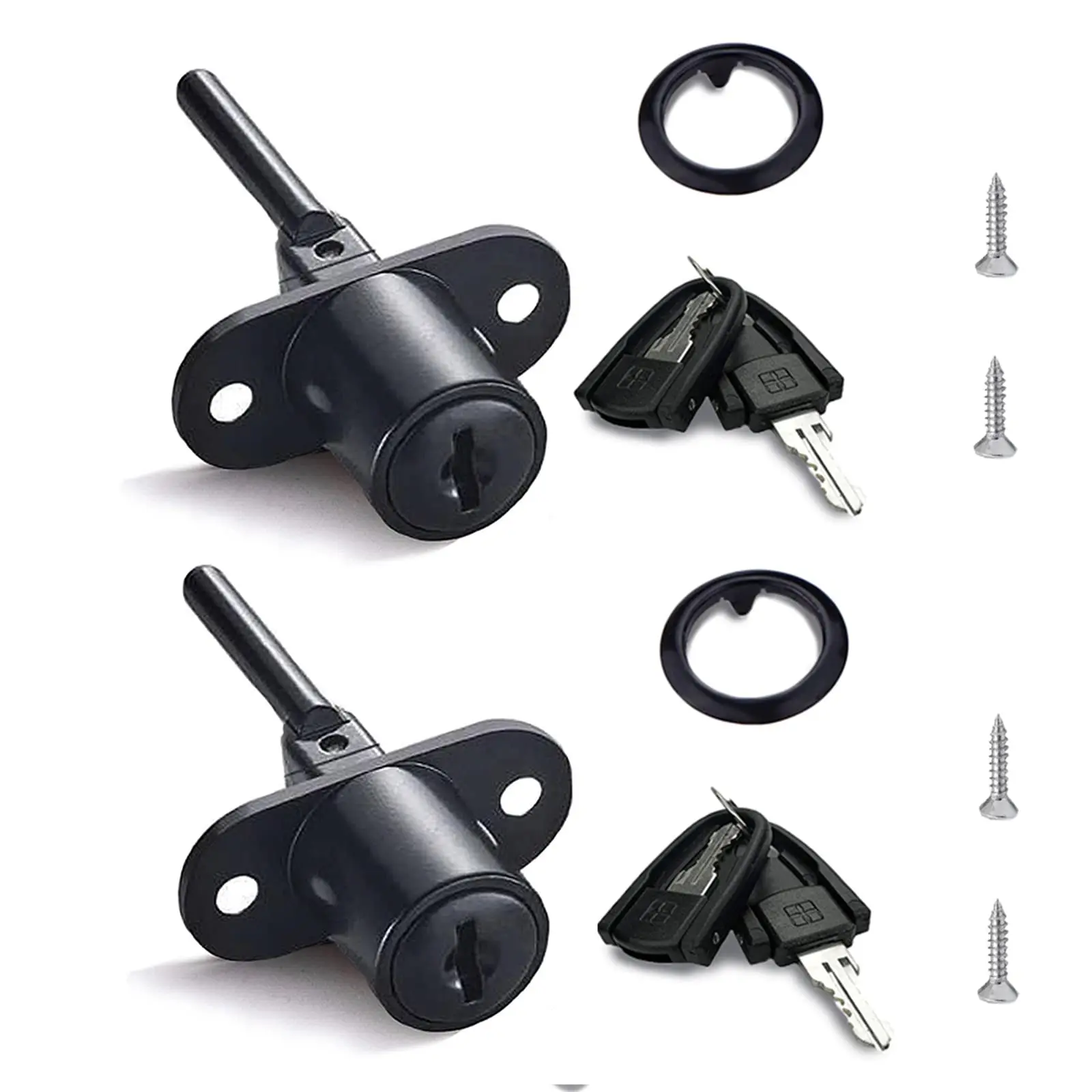 288 Zinc Alloy Desk Locks for Drawers with Key  Filing Cabinet Lock Replacement Wardrobe Furniture Locker Showcase 2 Cabinets 2pack 16mm (Black)