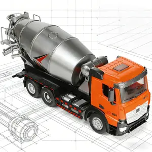 1:50 Alloy Cement Mixer Truck Model Toy, Diecast Construction Vehicle with Rotatable Mixing Drum, Authentic Engineering Replica for Collection Display & Desktop Decor, Ideal Christmas Birthday Gift for Men & Boys Collectors