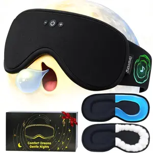 2-in-1 Smart Bluetooth Bamboo Cotton Sleep Mask Headphones, 3D Weighted Compress Cooling Gel Eye Mask 100% Blackout Sleep Mask Zero Eye Pressure | Warm & Cooling Mask Hot Cold Therapy Sleep Headphones