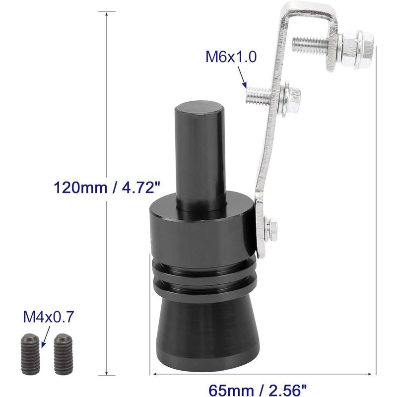 2pcs XL Size Aluminum Alloy Universal Turbo Sound Exhaust Muffler Pipe Whistle Car Roar Maker Black