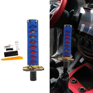 Brand New Universal 20CM Car Samurai Sword Blue / Red Automatic Gear Shift Knob Shifter Katana Metal
