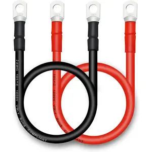 2 AWG Copper Battery Cables with Terminals, 2PCS 18inch Battery Cable