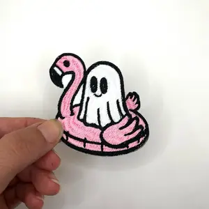 Ghost Flamingo Embroidered Patch | Summerween