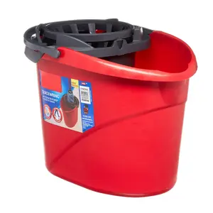 QuickWring 2.5 Gallon Mop Bucket with Wringer Red Durable Material for Efficient Cleaning Tasks