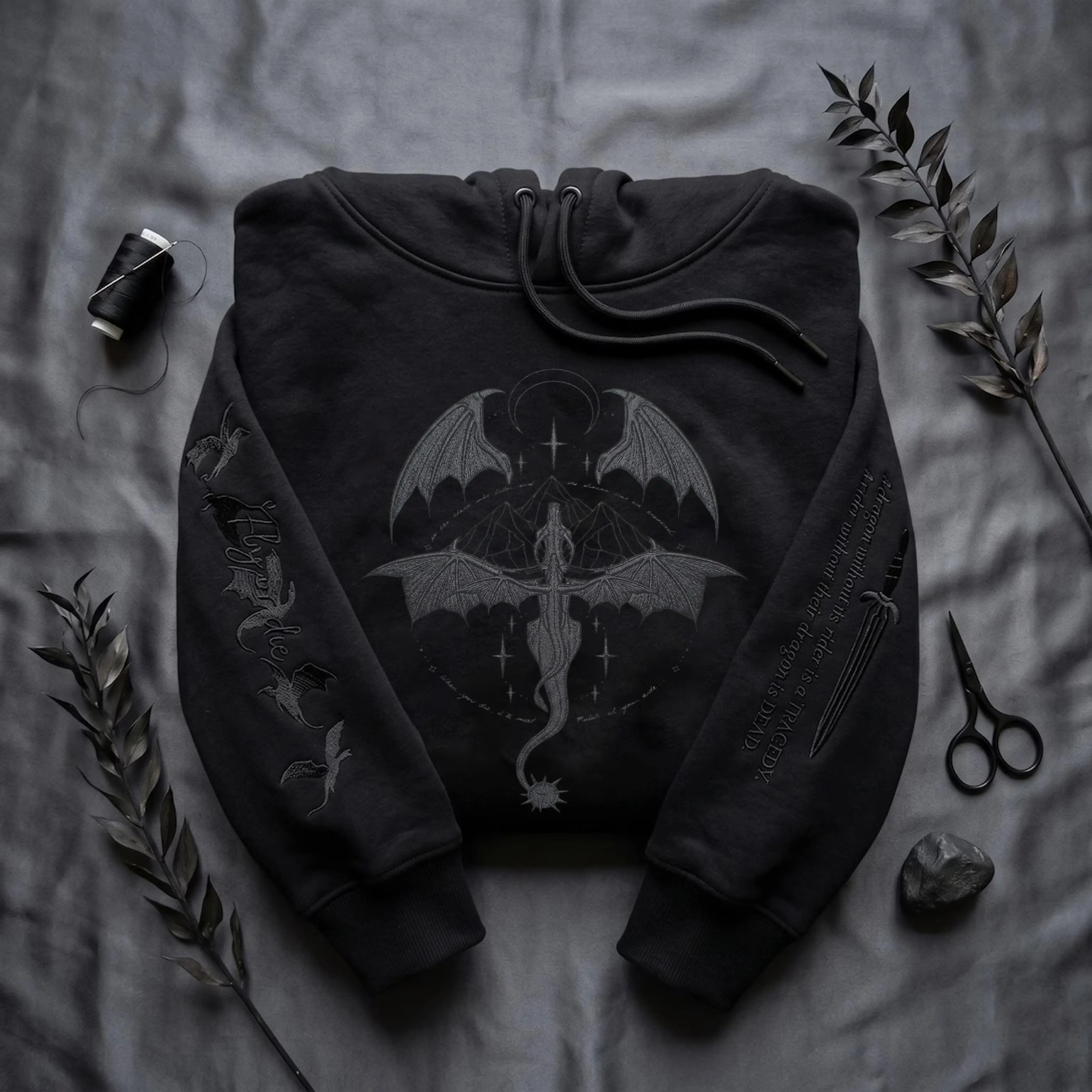 Fourth Wing Embroidered Sweatshirt – Custom Basgiath War College Dragon Rider Hoodie, Bookish Fantasy Gift