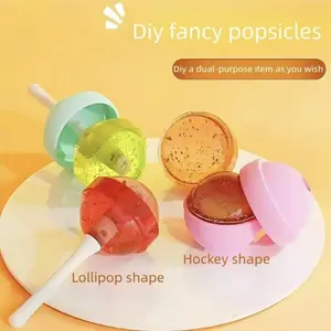 4PCS Mini Candy Color Silicone Ice Cube Molds Lollipop Ice Ball Candy Shape Molds Homemade Ice Cream Popsicle Molds Food Grade High Temp Resistant Easy Demoulding Home Kitchen Cold Drink DIY Ice Making Tool