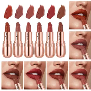 6 Color Pearl Matte Moisturizing Velvet Lipstick, Long-Lasting No Transfer, Multi-Functional Lip Balm Eyeshadow, Easy Apply, Beginner Friendly, Bullet Lipsticks