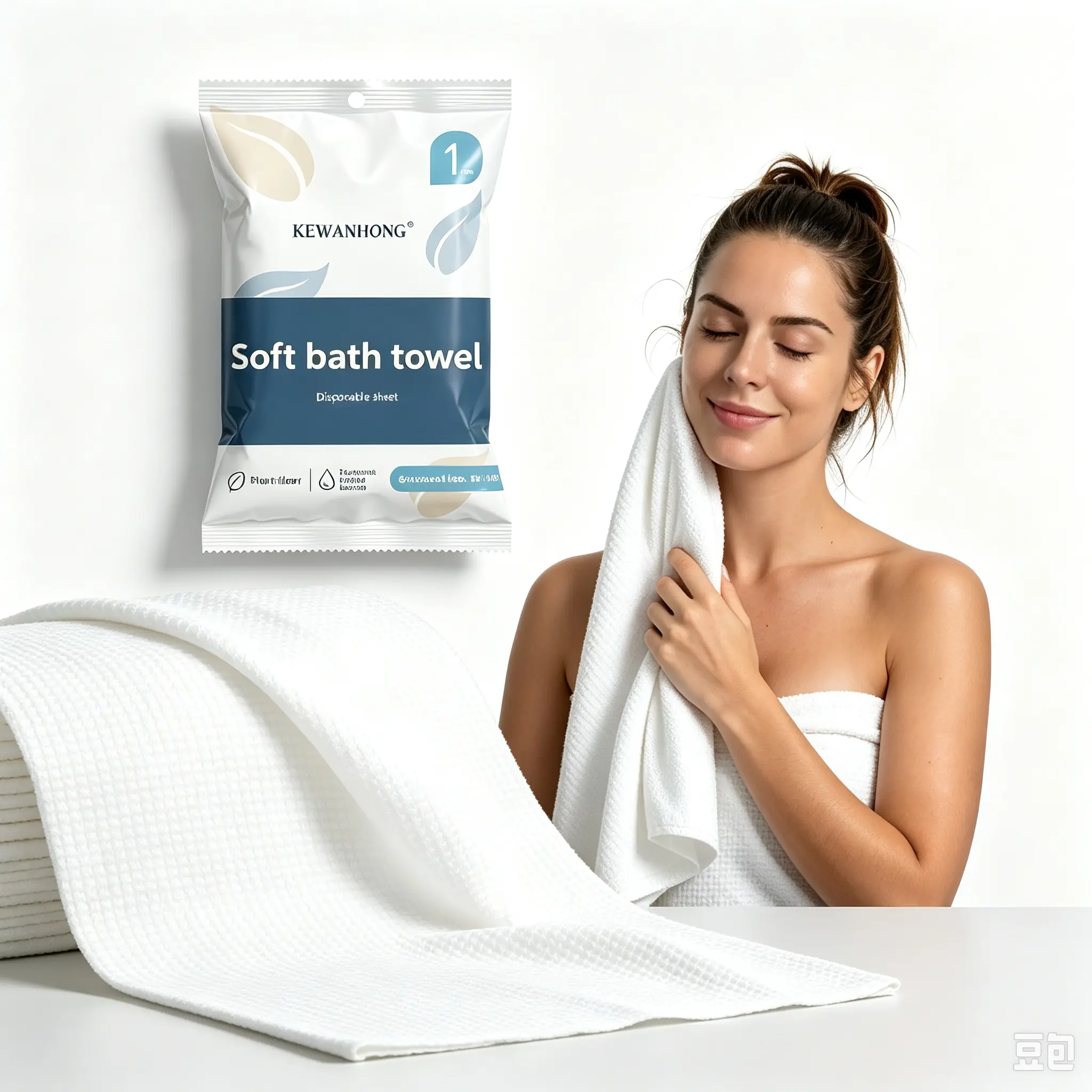 10-Pack Unisex Woven Pattern Extra Large Disposable Bath Towels (27.5x55 in), Individually Wrapped On-the-Go Portable Accessory for Travel, Camping, Household Storage (Home & Bathroom Supplies)