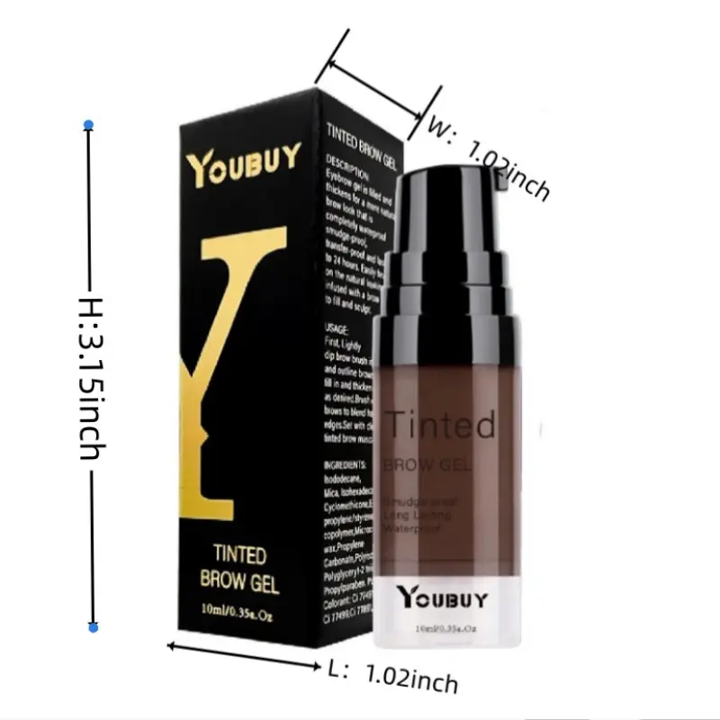 Waterproof Tinted Eyebrow Gel Cream, Long-Lasting & Quick-Drying Brow Makeup Kit with Applicator Brush, For All Skin Types, Dark Brown, Cosmetic, Eyebrow Makeup Gel