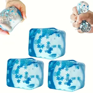 Snowflake Ice Cube Squeeze Toy, Slow Bounce 3D Maltose Toy, Fun Squishy Kneadable Toy, Cute Soft Stress Ball, Stress Relief Squishy, Suitable for Boys and Girls