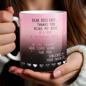 [BNB GIFT] New Collection - Dear Boss Lady 11oz Ceramic Mug, Funny Work Coffee Cup for Women Leaders, Appreciation Gift for Boss, Manager, or Mentor