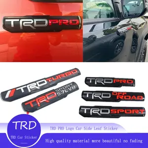 2pcs For Toyota Tantu Logo TRD PRO Modified Labeling TRD OFF ROAD TURBO SPORT 5.7L V8 Logo Leaf Side Logo Sticker