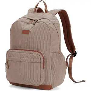 Corduroy Laptop Backpack for Women, 15.6 Inch Aesthetic  College Bookbag, Travel Backpack with 30oz Tumbler Pocket, Cute School Bag, Ideal Graduation , Khaki