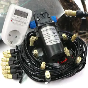 30-10m 60W Self-priming Pump Kit Misting Cooling System 1/4" 4/7mm Adjustable Nozzle Atomizer Sprayer Garden Irrigation Watering