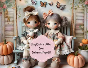 Rosy Cheeks & Stitched Bows – Background Paper Kit