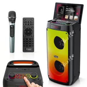 Fuzix Pulse 30W Portable Bluetooth Party Speaker, Wireless Karaoke Microphone, Dynamic LED Lights, TWS Stereo Pairing, FM Radio, Bluetooth 5.3, USB-C Charging, AUX TF MicroSD Card, Remote Control, Echo & EQ Knobs, for Home Party Outdoor Wedding Event