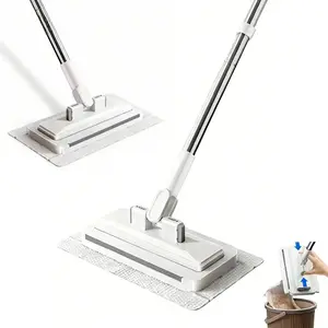 Press Grip Mini Mop,Disposable Mop, Hands-Free Floor Mop with Clamp, Dry Wet Use Dust Mop for Hardwood & Tile