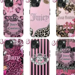 Juicy-couture leopard print phone case, compatible with iPhone17Pro 17Promax 16 16E 15 14 13 12 11, Sleek Phone case