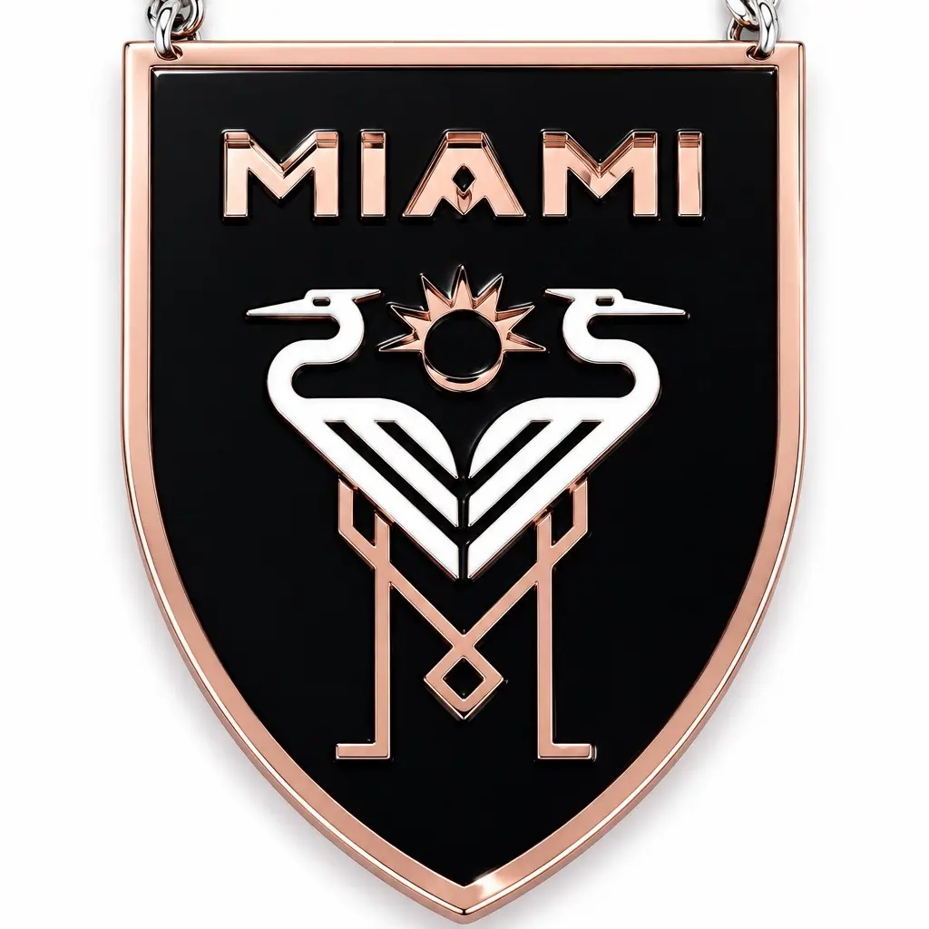 Black & Rose Gold Shield Acrylic Statement Pendant Chain – Miami Inspired Fashion Necklace