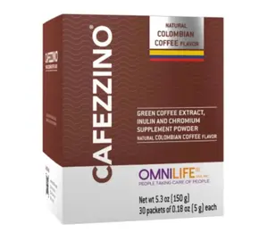 OML Cafezzino Coffee - Natural Colombian Flavor Green Coffee Extract Inulin & Chromium Supplement Powder 1 Box 30 Packets