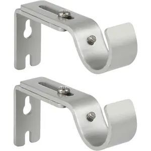 Heavy Duty Adjustable Curtain Rod Brackets Rod Holders for 1 Inch Rod, Silver Color, (Set of 2)
