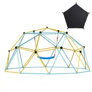 VEVOR Climbing Dome,  for Kids 3 to 10 Years Old,10FT Geometric Dome Climber with Hammock and Swing,  Jungle Gym Supports 750LBS and Easy Assembly, with Climbing Grip, Outdoor Backyard Play Equipment
