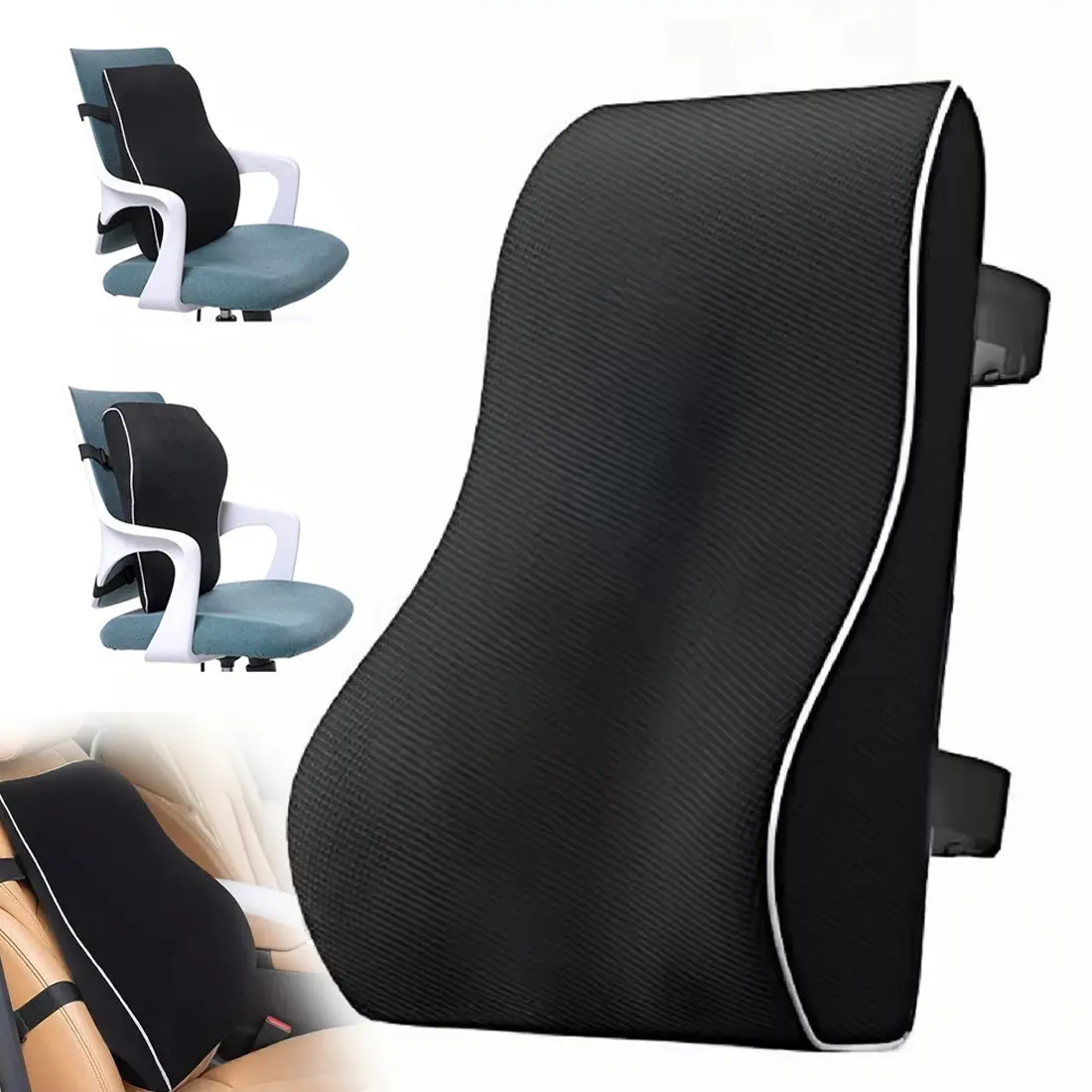 Memory Foam Seat Back Pain Support Booster Cushion Backrest Seat Cushion Adjustable Lumbar Cushion Non Slip Cushioning Chair Car Pillow Lumbar Lower