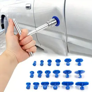 Car Dent Repair Tool Set, Automotive Repair Tools, Short T-Handle Puller or Long Handheld Puller Kit with 18 Pads, No Paint Needed, Ideal for Minor Dents