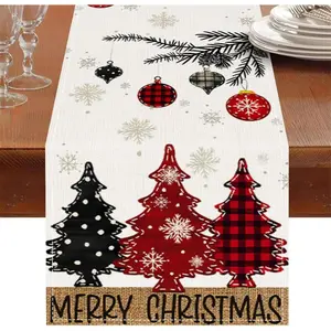 Christmas Table Runner Merry Christmas Table Runner Red Black Christma Tree Table Runner Christma Coffee Tables Runner 13x72 Inch Xmas Kitchen Dining Table Xmas Farmhouse  Party Decor