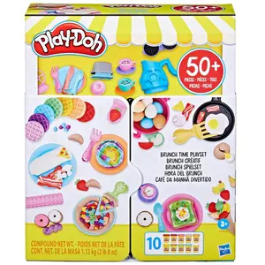 Play-Doh Brunch Time Playset 10 Colors Waffle Maker Egg Mold Toaster Accessories