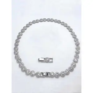 Tennis Chain Necklace, Sparkling Rhinestones Chains, Stylish Choker, Elegant Rhinestone Necklace, Fashion Jewelry for Party, Daily Clothing Decor, Trendy All-match & Exquisite Jewelry for Birthday Gift