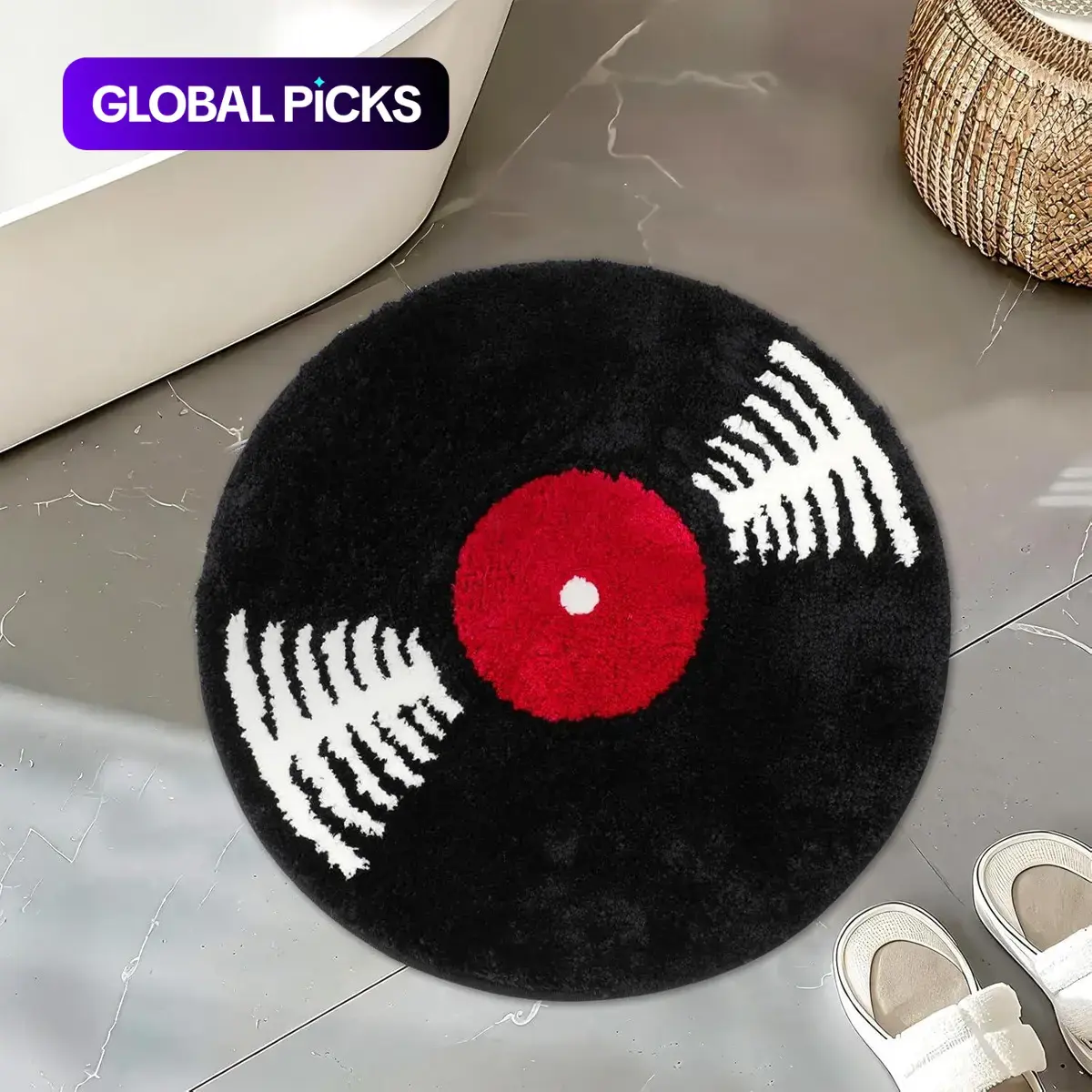 Fashion Vintage Vinyl Record Carpet, Round Rug, Fluffy Rugs, Fluffy Area Rugs, Indoor Area Rugs, Textured Rug, Fuzzy Decorative Rug, Home Decorative Rug, Modern Style Living Room Bedroom Decor, Soft Plush Foot Pad, Hand Wash Only #GLOBAL PICKS